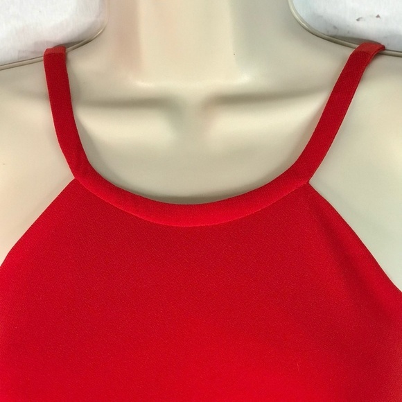 CALVIN KLEIN Halter Neck Size 4 Red Crepe Floor Length Maxi Gown Prom Dress - Picture 9 of 16